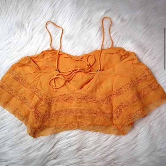 nwt FREE PEOPLE Orange Knit Flowy Tank XS - Picture 4 of 9